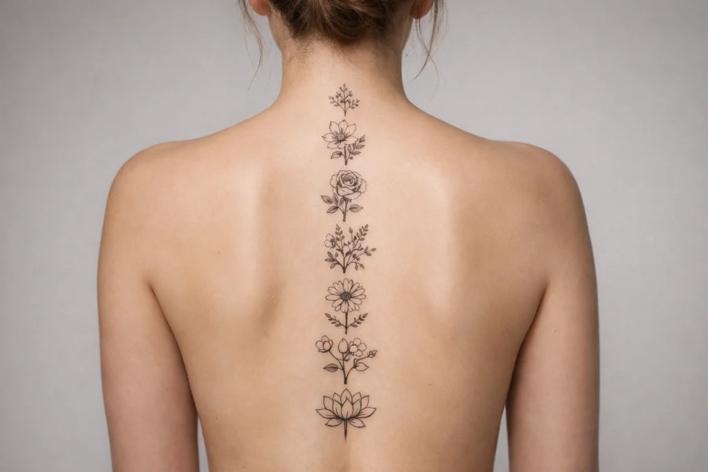 Spine Flower Tattoo Placement