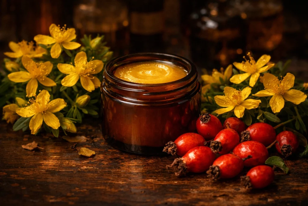 St. John's Wort and Rosehip Balm for Deep Healing