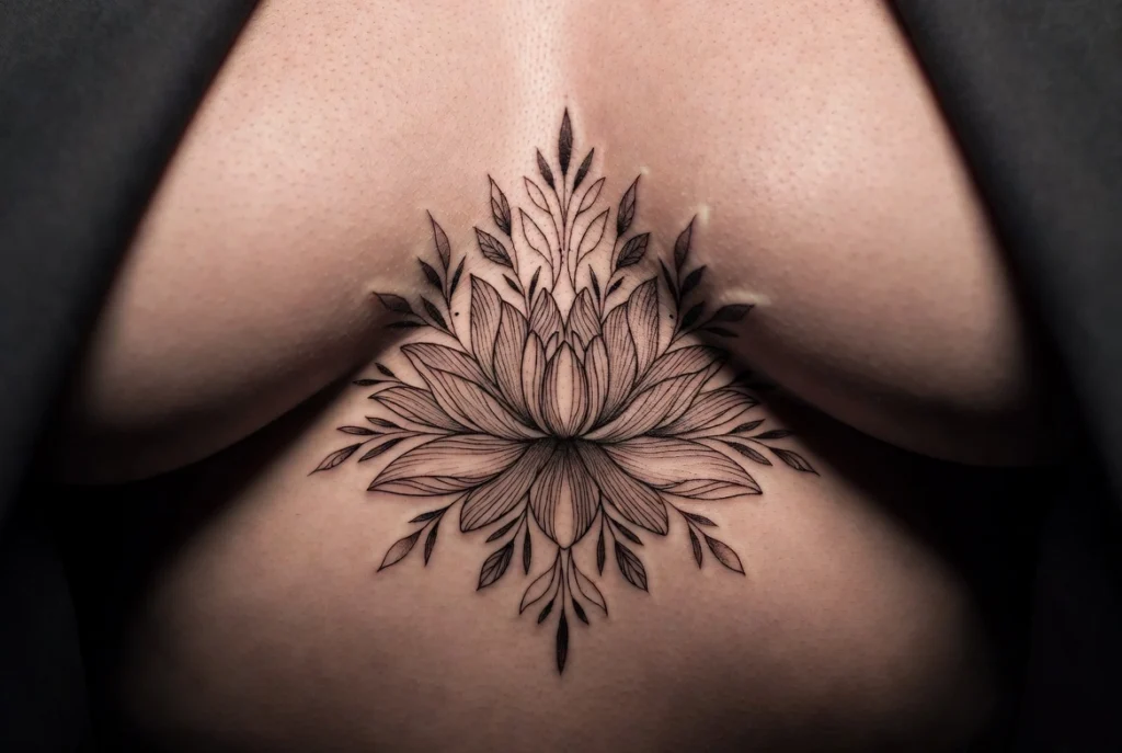 Sternum Flower Tattoo Placement