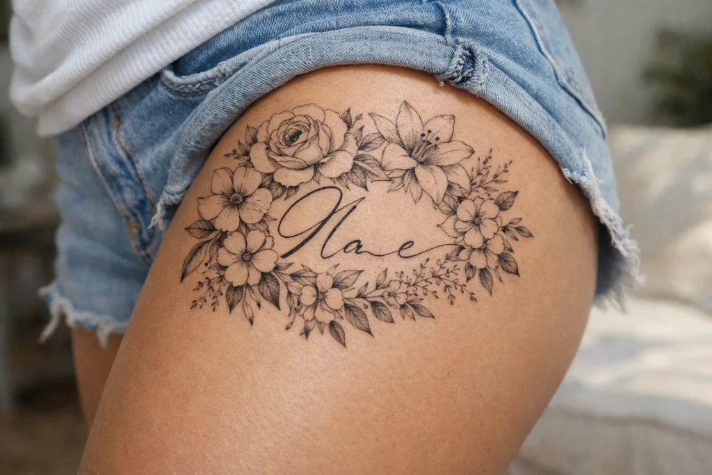 Thigh Name Tattoo