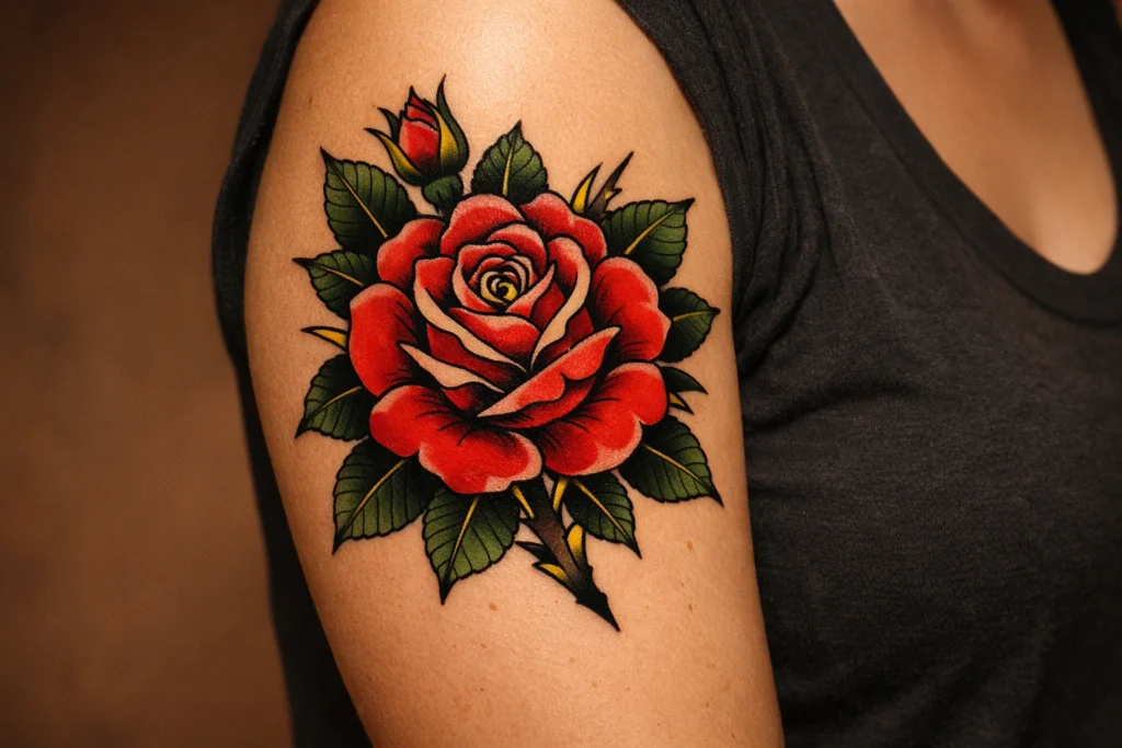 Upper Arm Flower Tattoo Placement