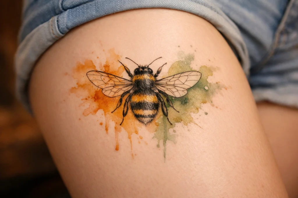 Watercolor Bee Tattoo