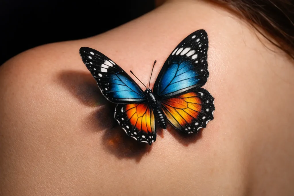 3D Realistic Butterfly Tattoo