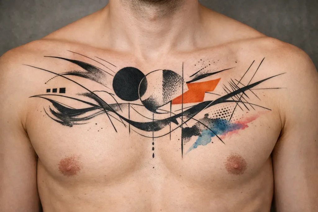 Abstract Chest Tattoo