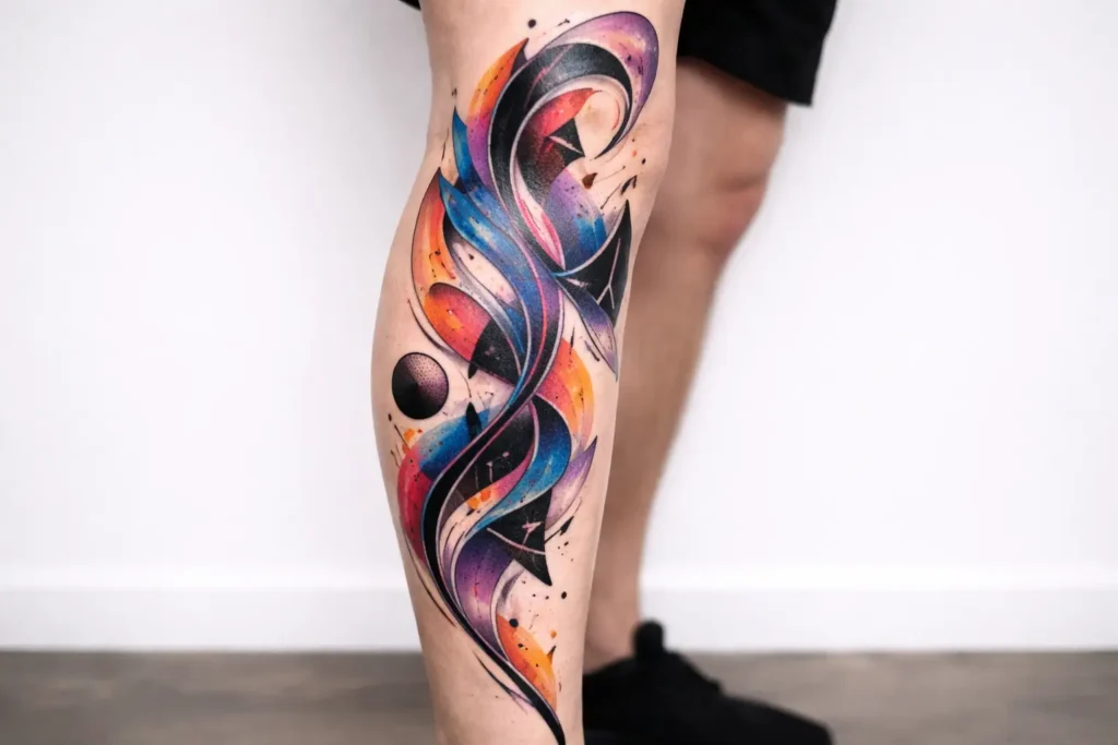 Abstract Leg Tattoo