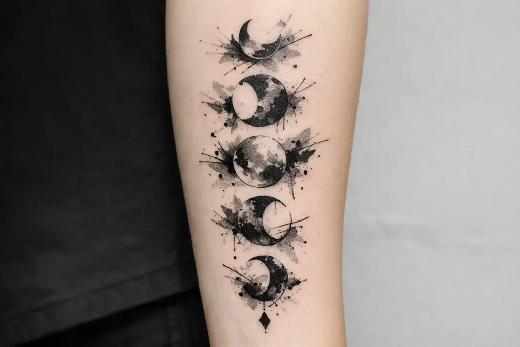 Abstract Moon Phases Tattoo