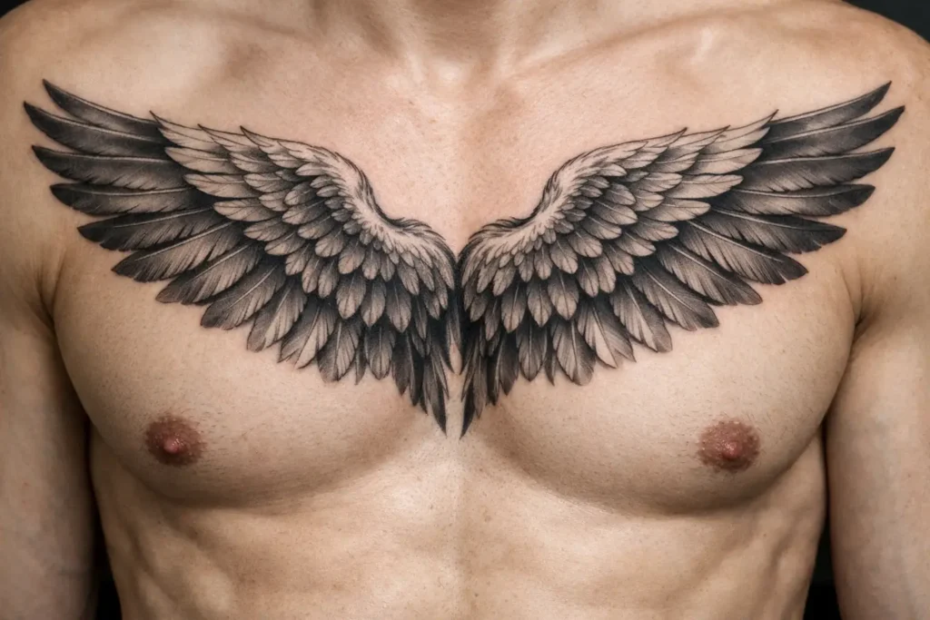 Angel Wings Chest Tattoo