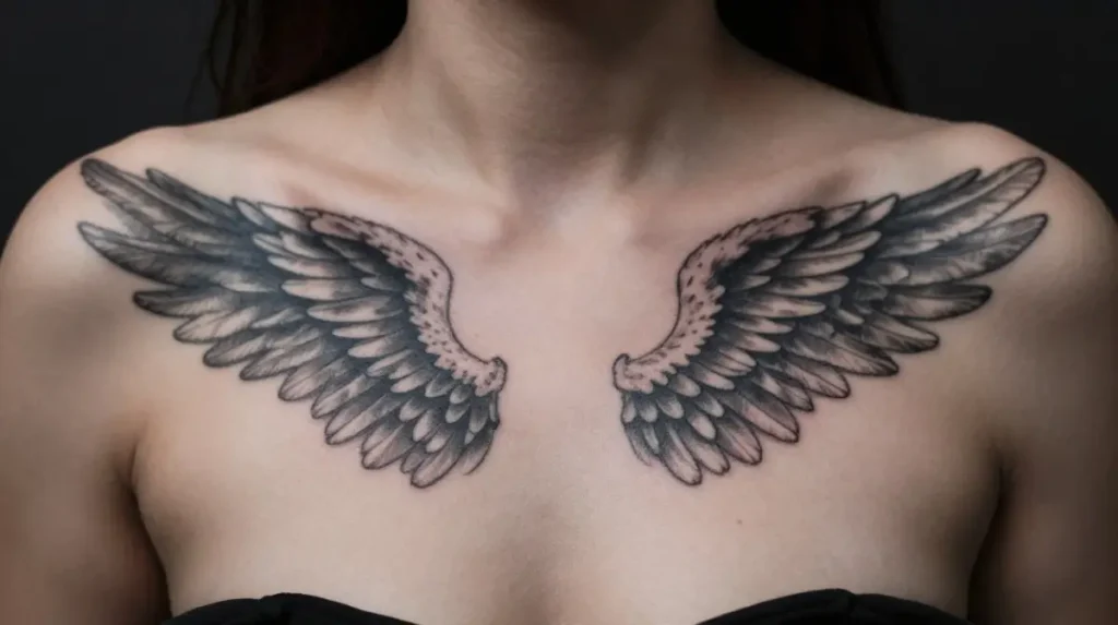  Angel Wings Chest Tattoos