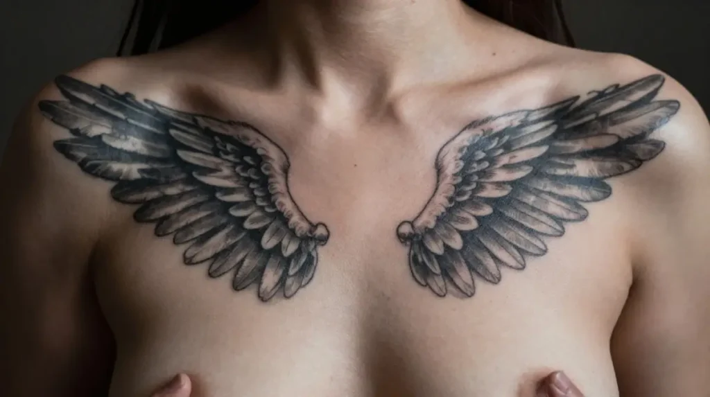  Angel Wings Chest Tattoos