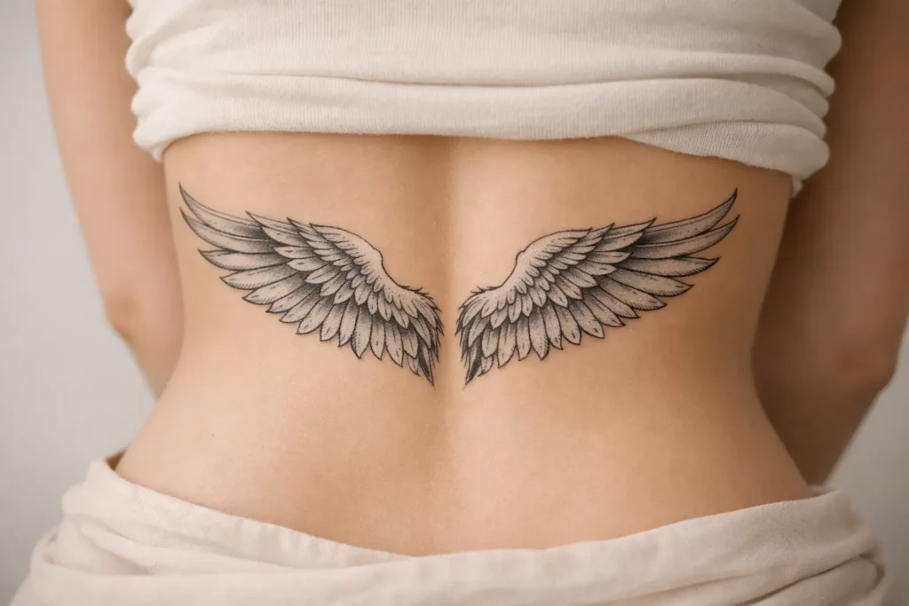 Angel Wings Lower Back Tattoo