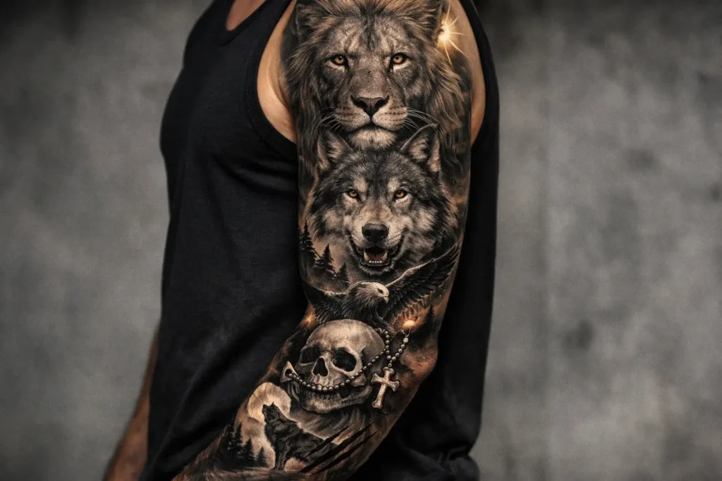 Animal Inspired Sleeve Tattoo