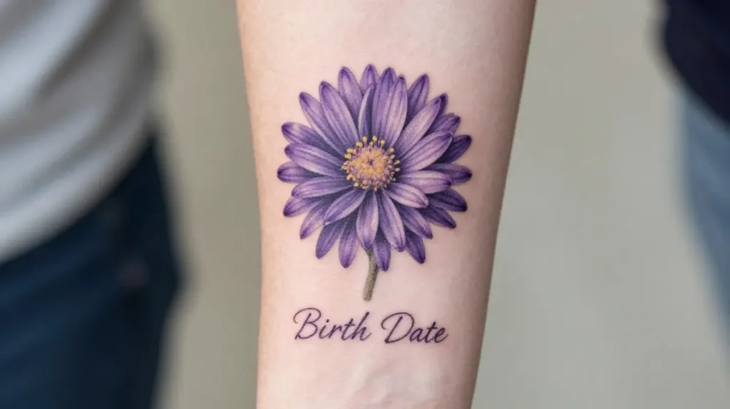 Aster Birth Date Tattoo