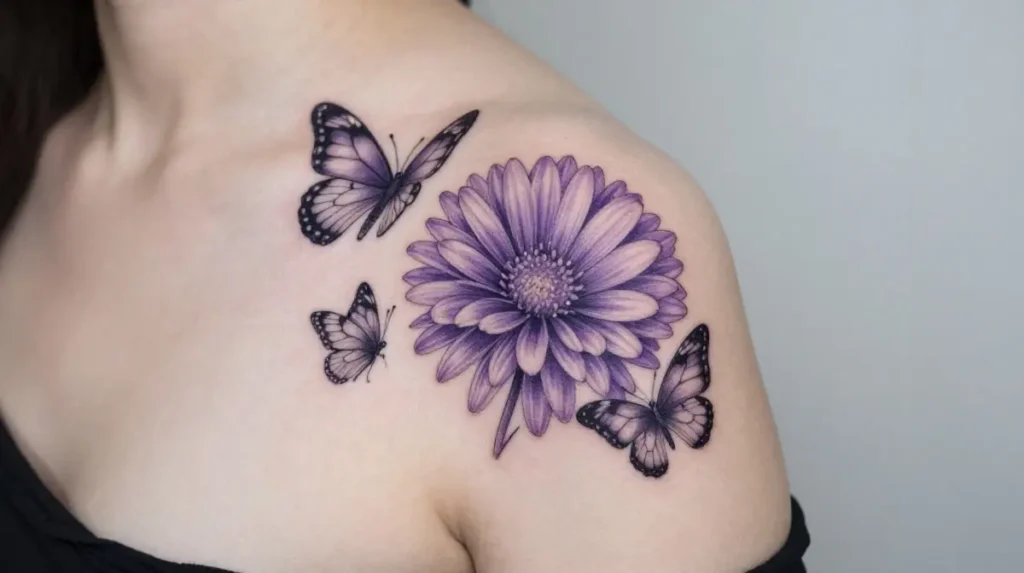 Aster with Butterfly Tattoo