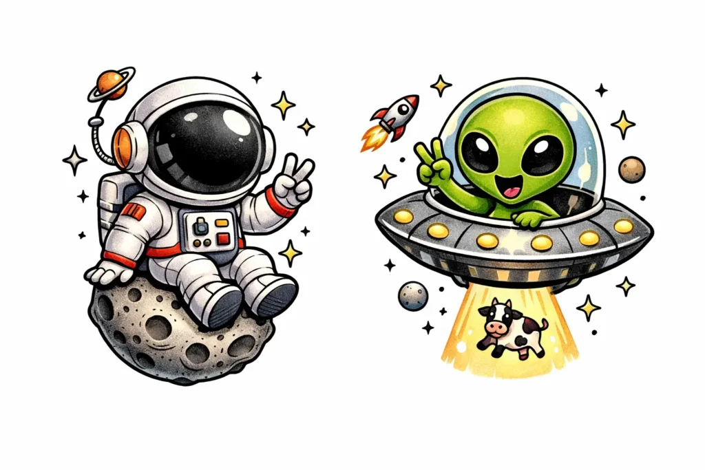 Astronaut and Alien
