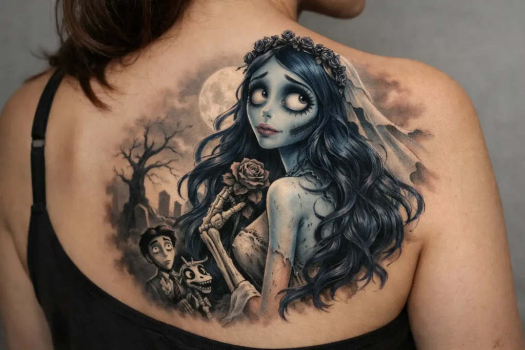 Back Shoulder Corpse Bride Tattoo