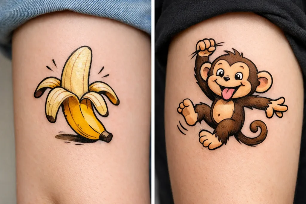 Banana and Monkey Tattoo