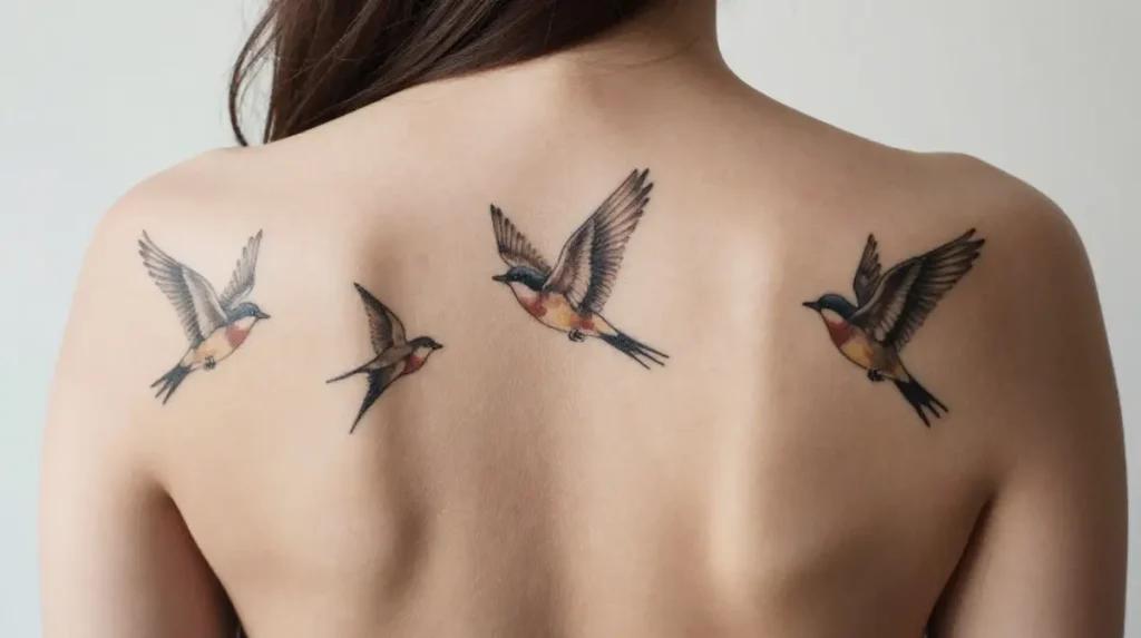 Bird Flight Back Tattoos