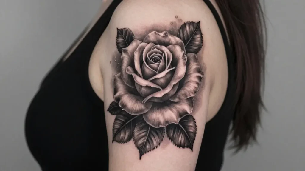 Black and Grey Rose Tattoos