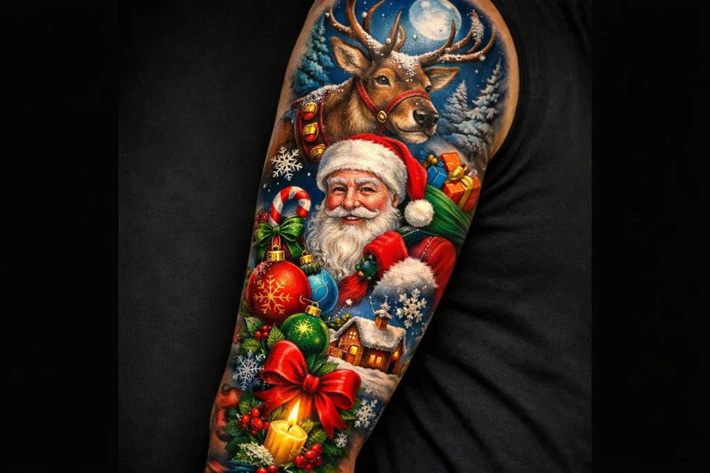 Bold Colorful Christmas Sleeve Idea