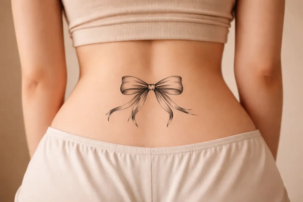 Bow Lower Back Tattoo