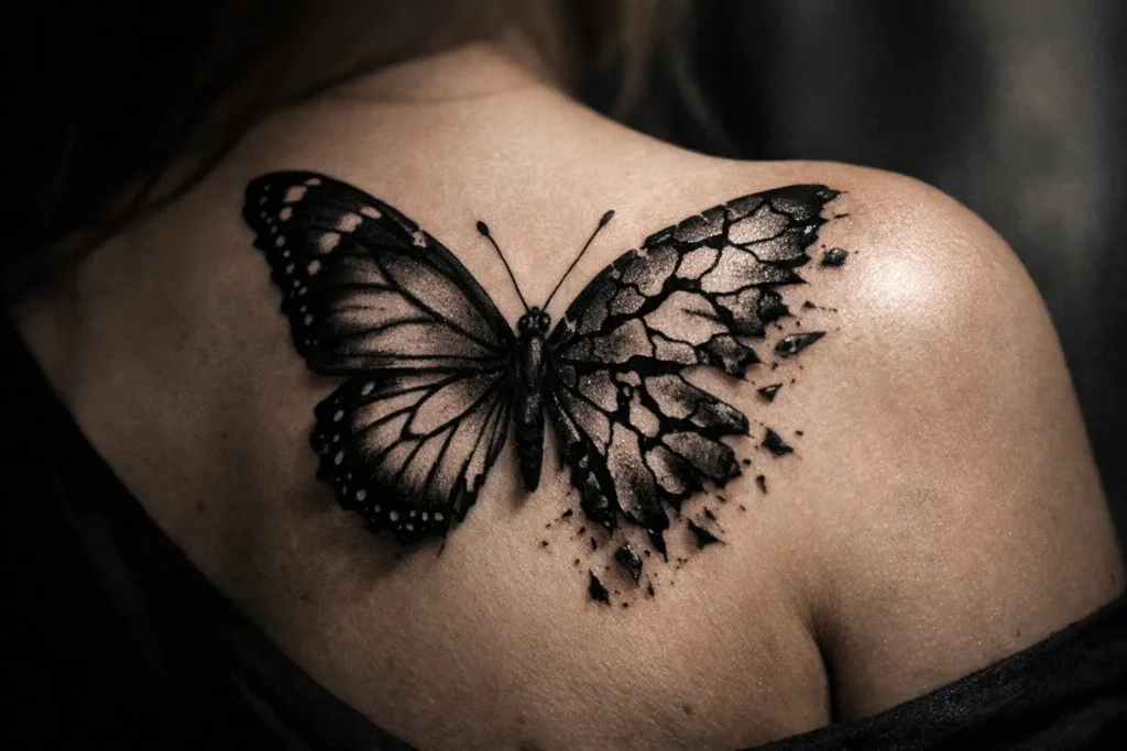 Broken Butterfly Tattoo Design