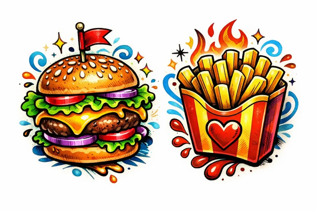 Burger and Fries Tattoo