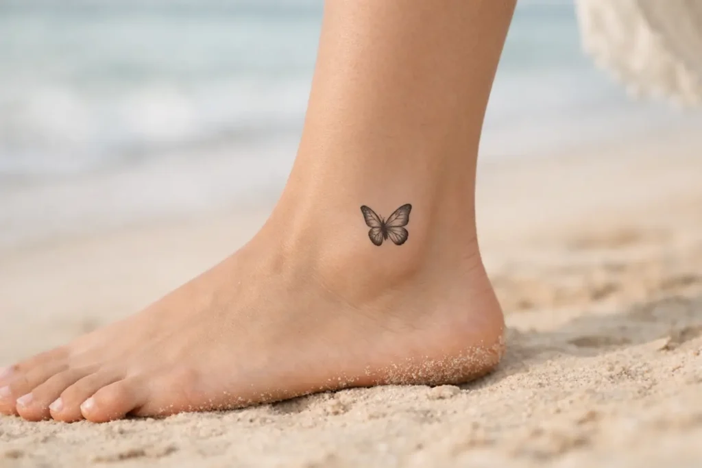 Butterfly Ankle Tattoo Design