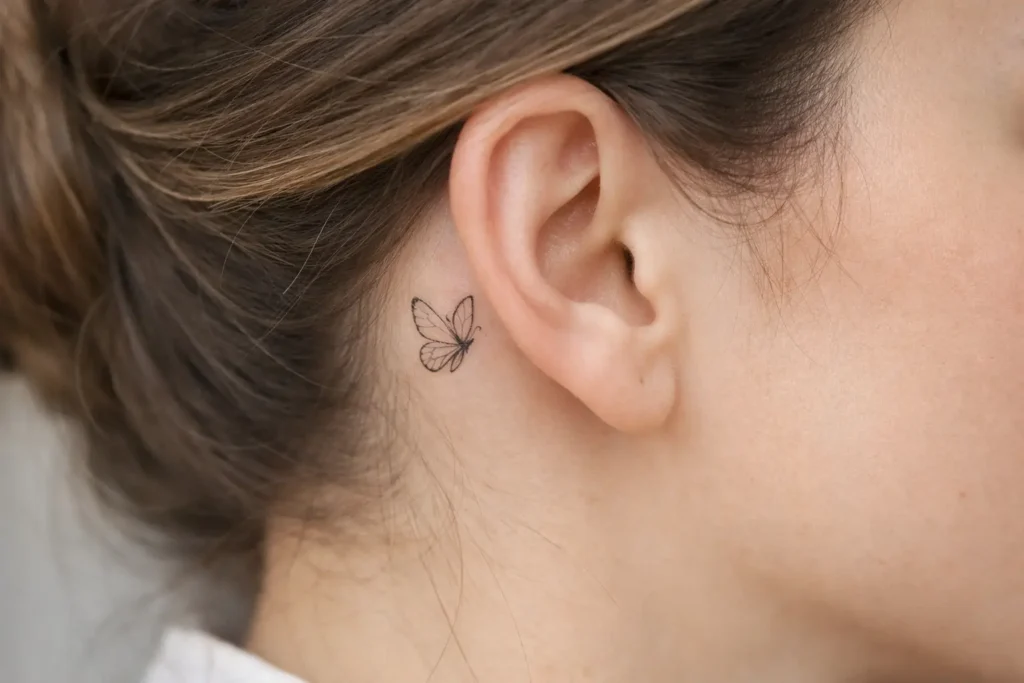 Butterfly Behind the Ear Tattoo Ideas