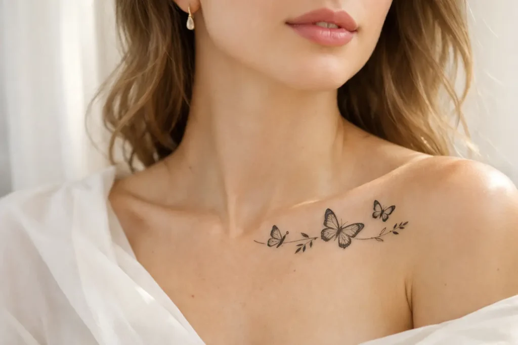 Butterfly Collarbone Tattoo
