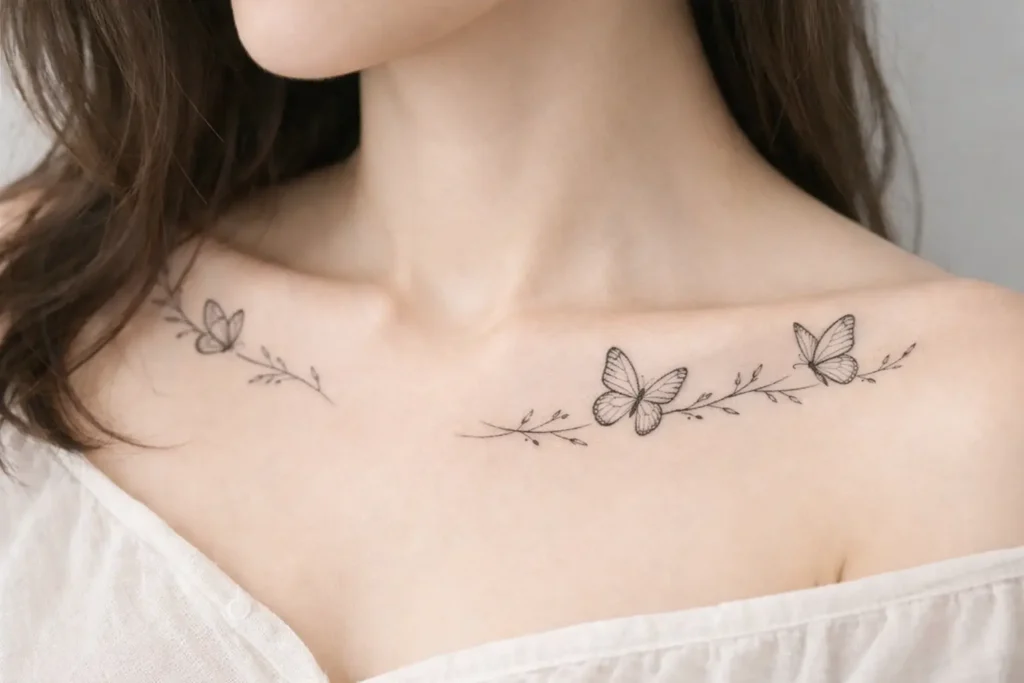 Butterfly Collarbone Tattoo Designs