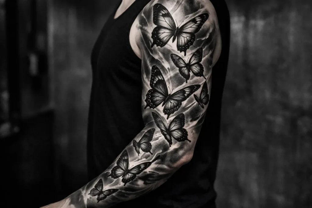 Butterfly Sleeve Tattoo Design