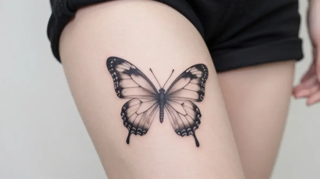 Butterfly Thigh Tattoo