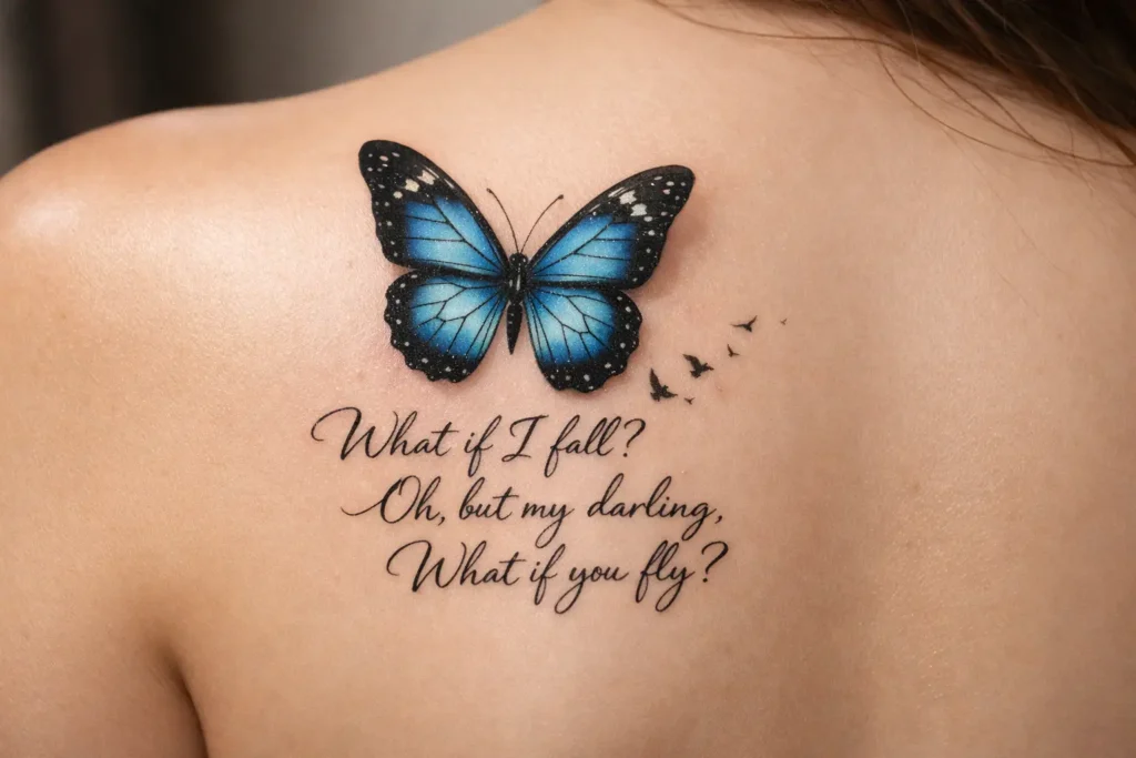Butterfly with Quote Tattoo