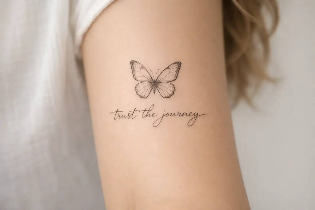Butterfly with Script Tattoo Ideas