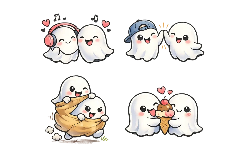 Cartoon Ghost Friends