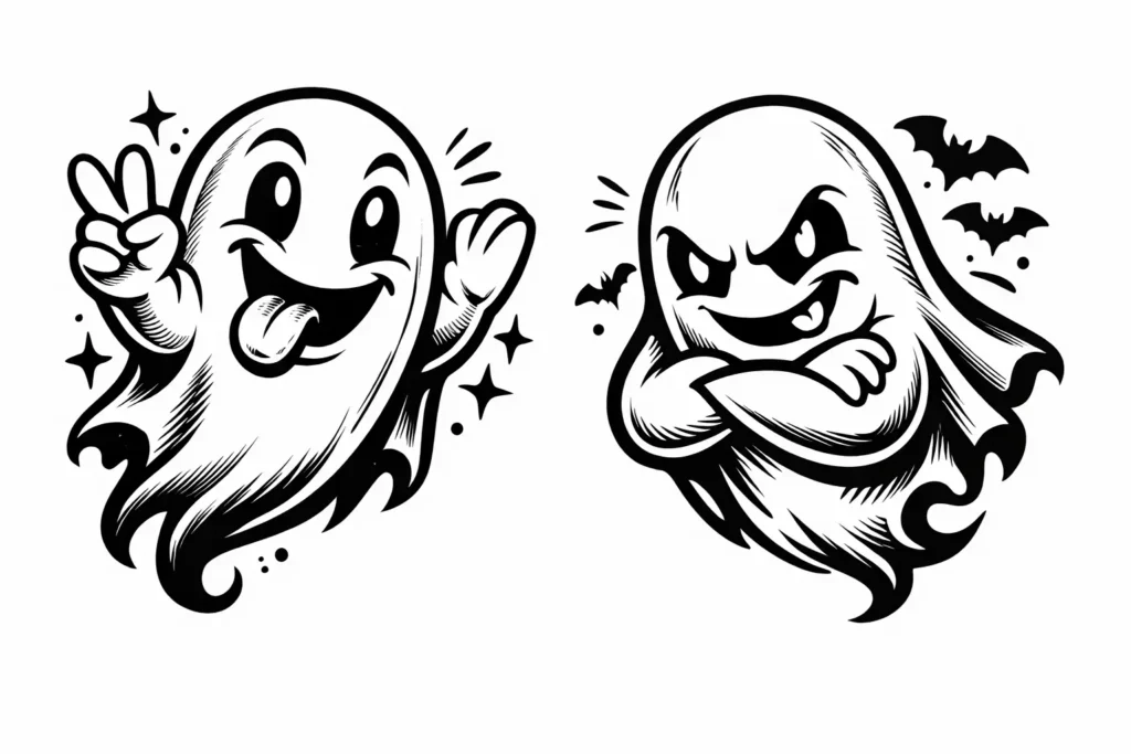 Cartoon Style Ghost Pair