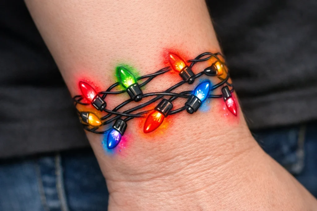 Christmas Lights Tattoo Design