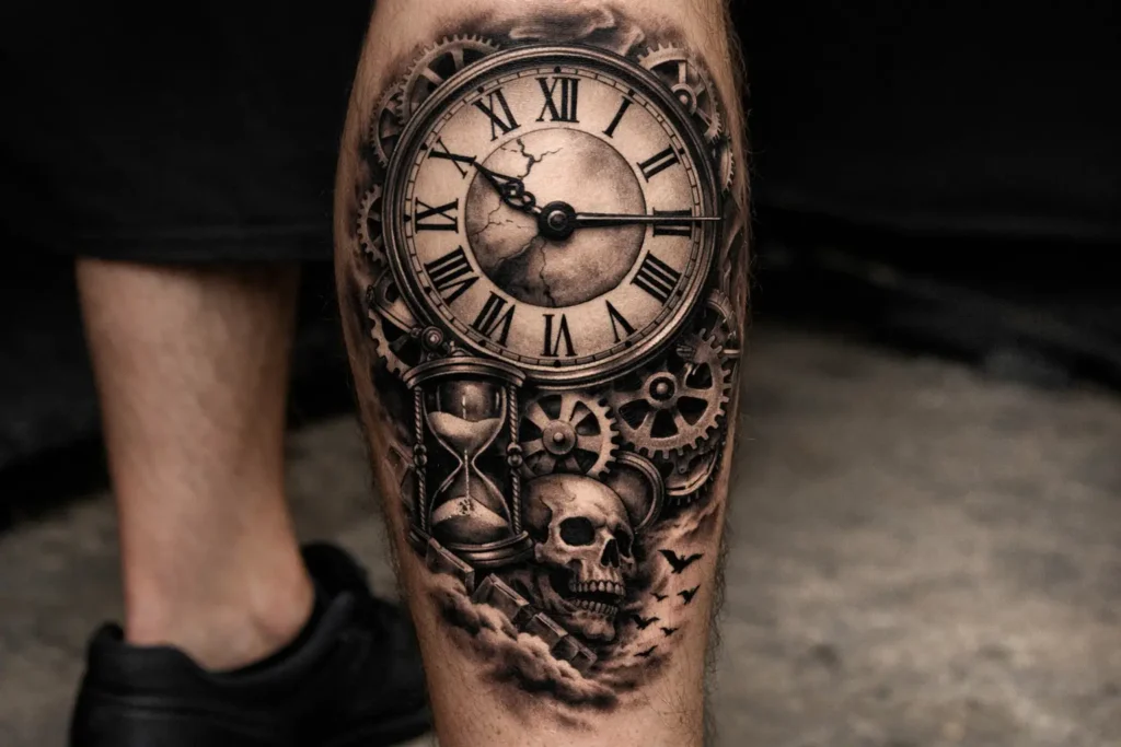 Clock Leg Tattoo