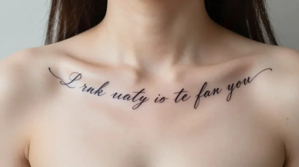 Collarbone Script Tattoos