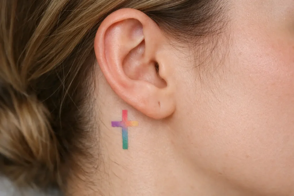 Colored Cross Tattoo