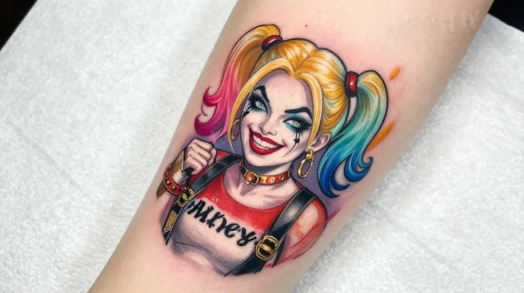 Colorful Harley Quinn Tattoo