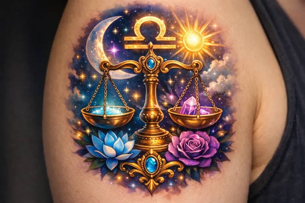 Colorful Libra Tattoo