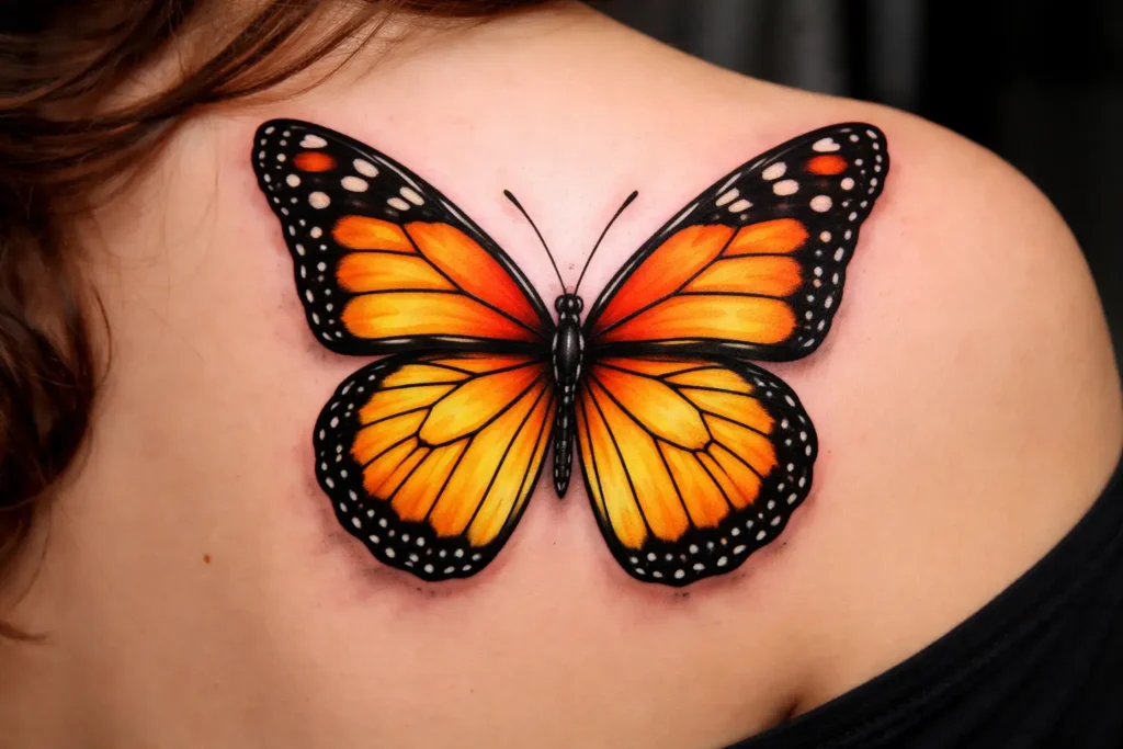 Colorful Monarch Butterfly Tattoo