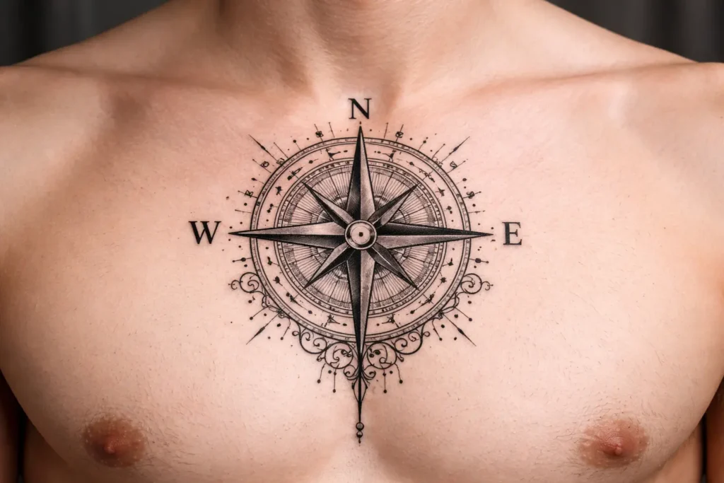 Compass Chest Tattoo
