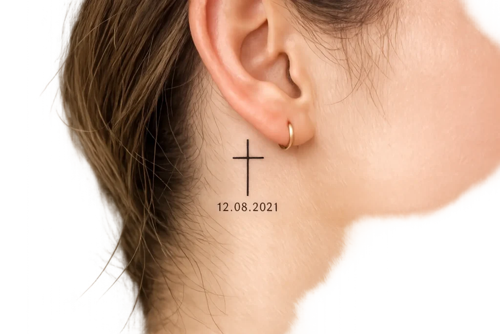 Cross with Date Tattoo