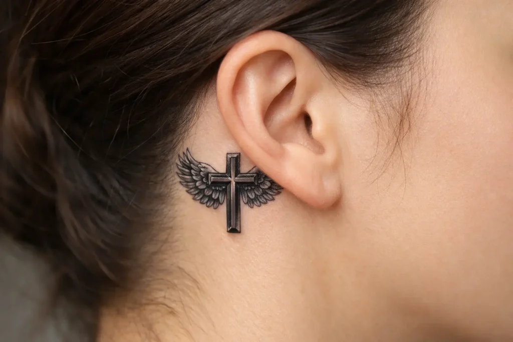 Cross with Wings Design