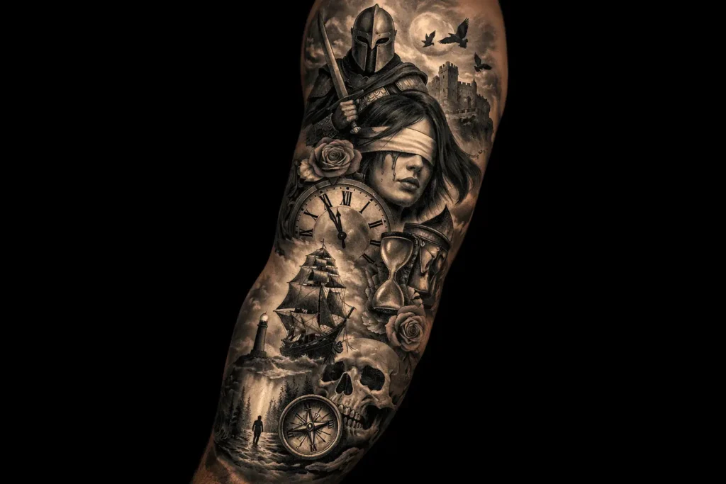 Custom Storytelling Sleeve Tattoo