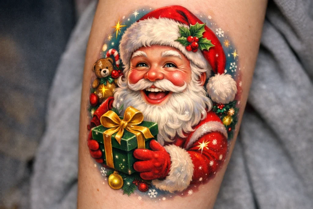Cute Santa Claus Tattoo Design