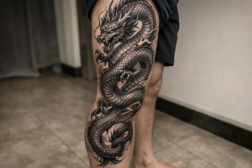 Dragon Leg Tattoo