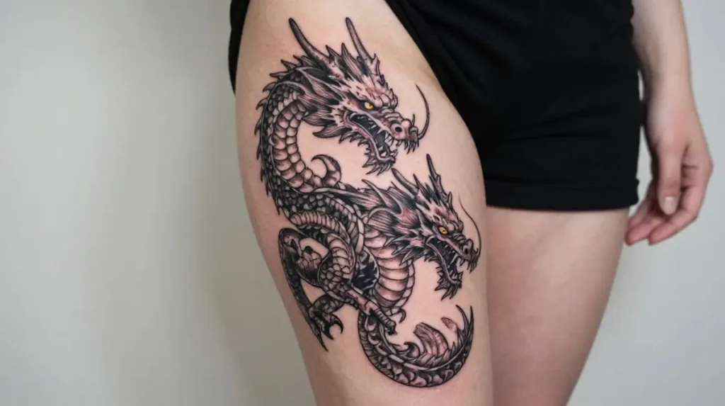 Dragon Thigh Tattoo